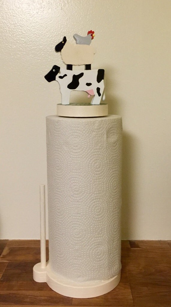 Charming Farm Animals Paper Towel Holder by TheEnglishCraftsman