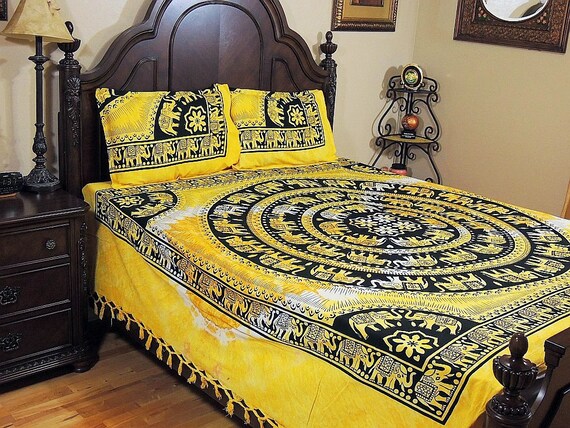 Bedding Set Full Size Yellow Print Elephant Pattern by ...