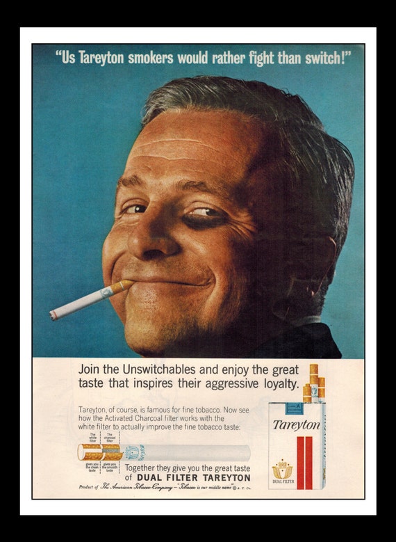Vintage Print Ad March 1964 : Tareyton Cigarettes Fight