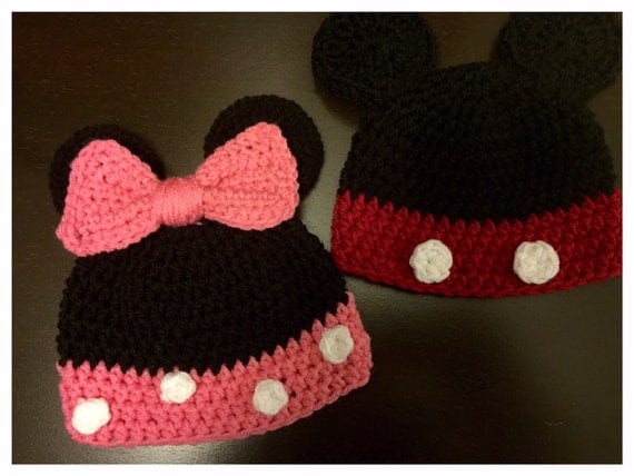 Crochet Newborn Mickey Mouse and Minnie Mouse by CraftsbyDoraelia