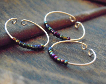 KNUCKLE RINGS // Set of 3 beaded Knuckle Rings // Adjustable Midi Stacking Rings