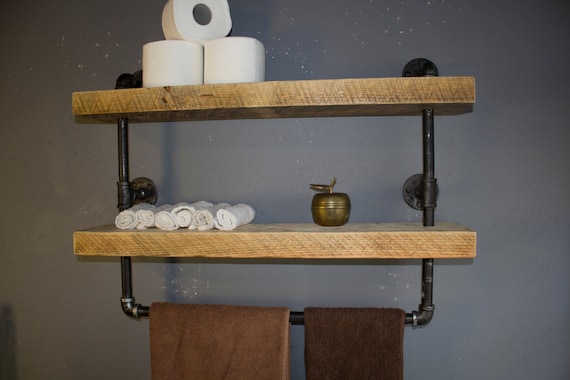 Industrial pipe shelf, Bathroom shelves, Kitchen shelves, Entryway 