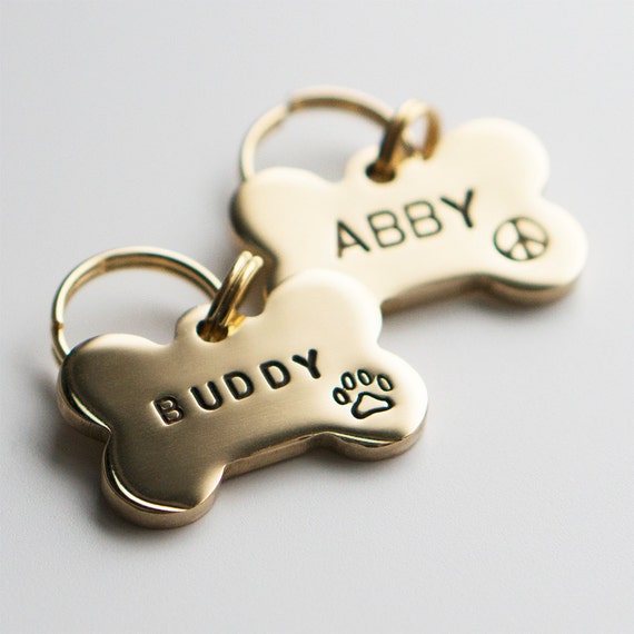 Dog Tag / Pet ID Tag Bone Shaped Tag Brass Customized