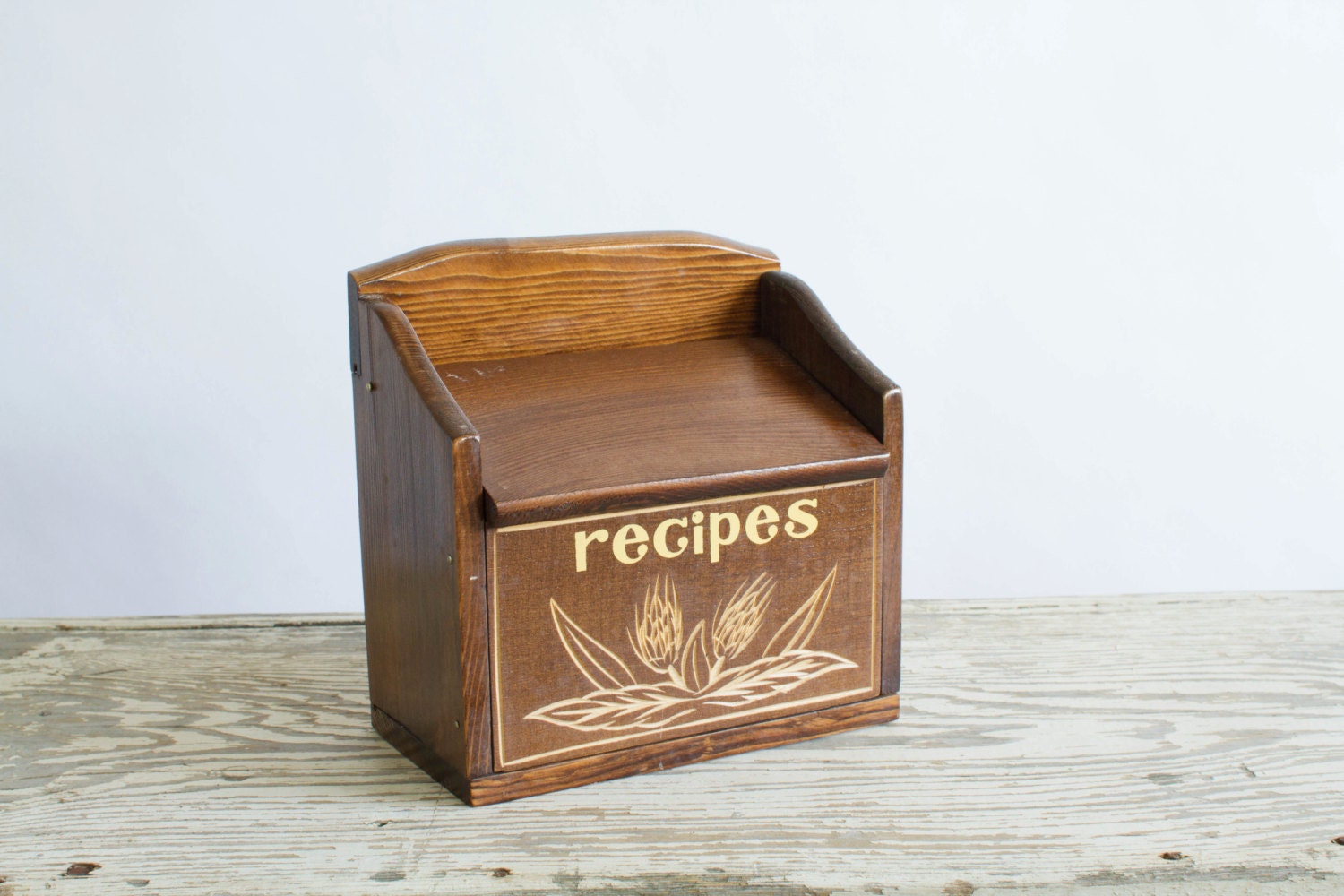 Vintage Wooden Recipe Box by TheCottonwoodGoods on Etsy