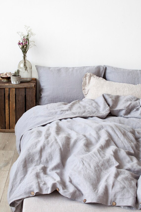 Grey Stone Washed Linen Duvet Cover Light Grey Stone Washed Linen Duvet Cover