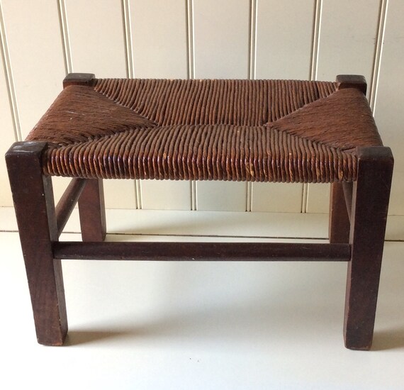 Antique Woven Rush Seat Footstool by Queenofhearts4443 on Etsy