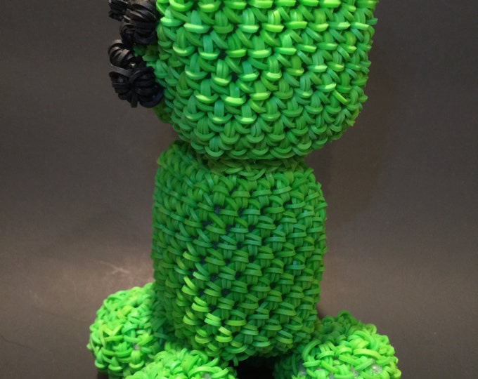 Minecraft Creeper Rubber Band Figure, Rainbow Loom Loomigurumi, Rainbow Loom Character