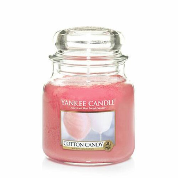 Cotton candy jar candle by YarnByBrooke on Etsy