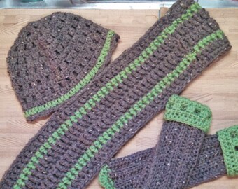 Infinity Scarf, Hat & Fingerless Gloves. Choose a set ready made or custom order with your main and accent color choices