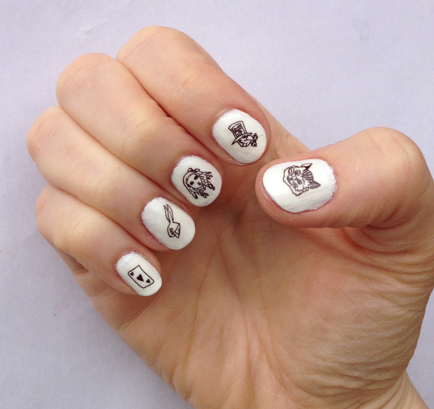 Alice in Wonderland nail stickers / decals handmade