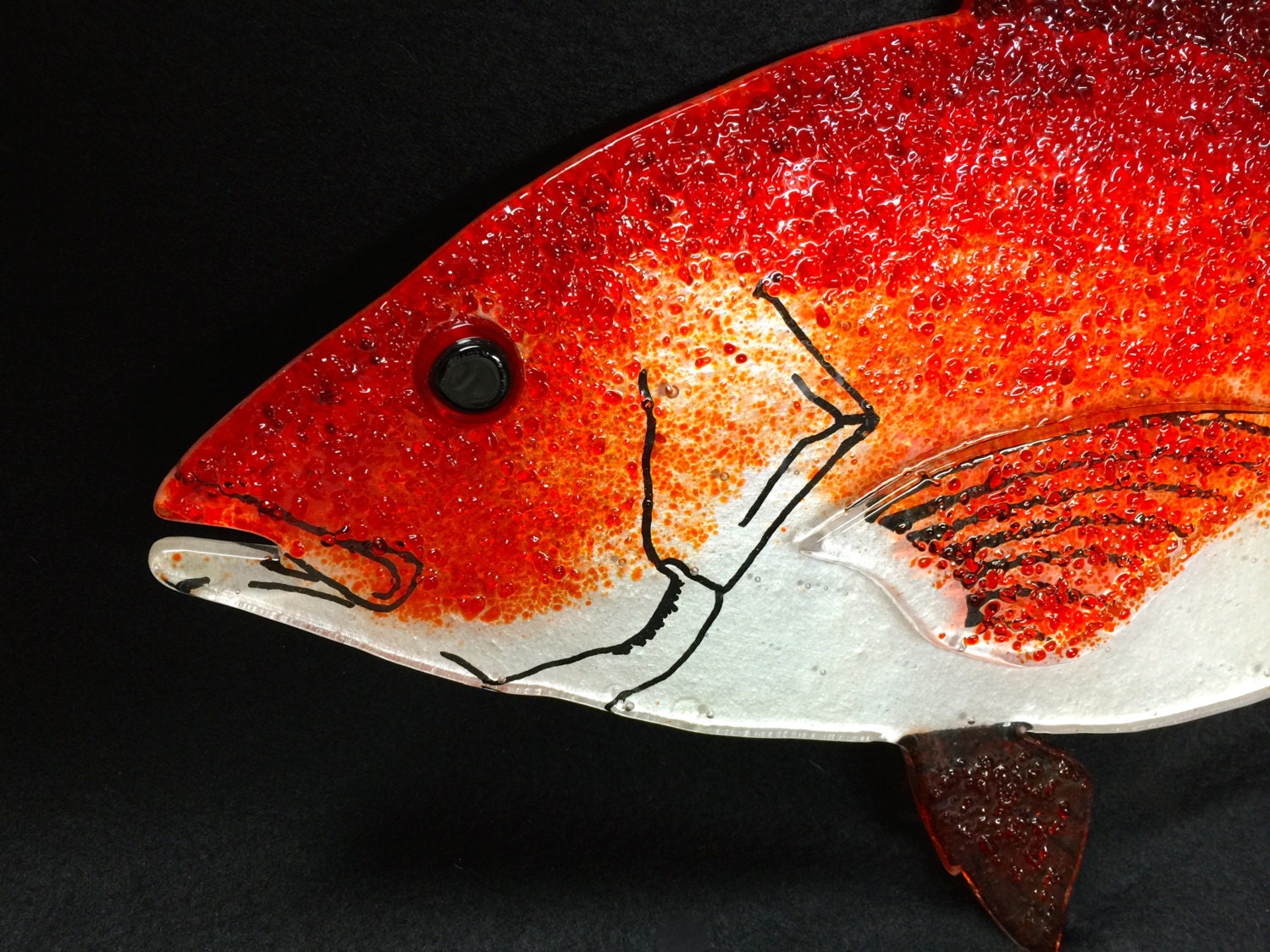 Red Snapper Glass Fish Art Fused Glass Art Hanging Glass