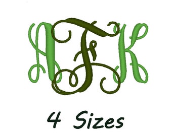 Monogram font for embroidery machiine. (4 sizes)