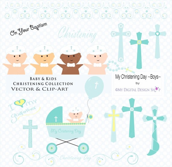 My Christening Day Baby Boy Vector Clipart by