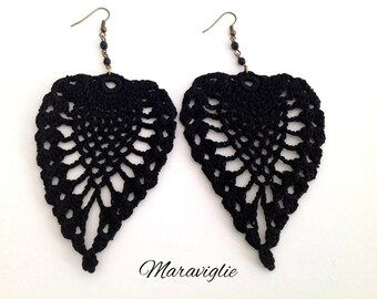 Crochet Earrings, Orecchini Uncinetto, 100% Cotton Thread, Handmade Jewelry