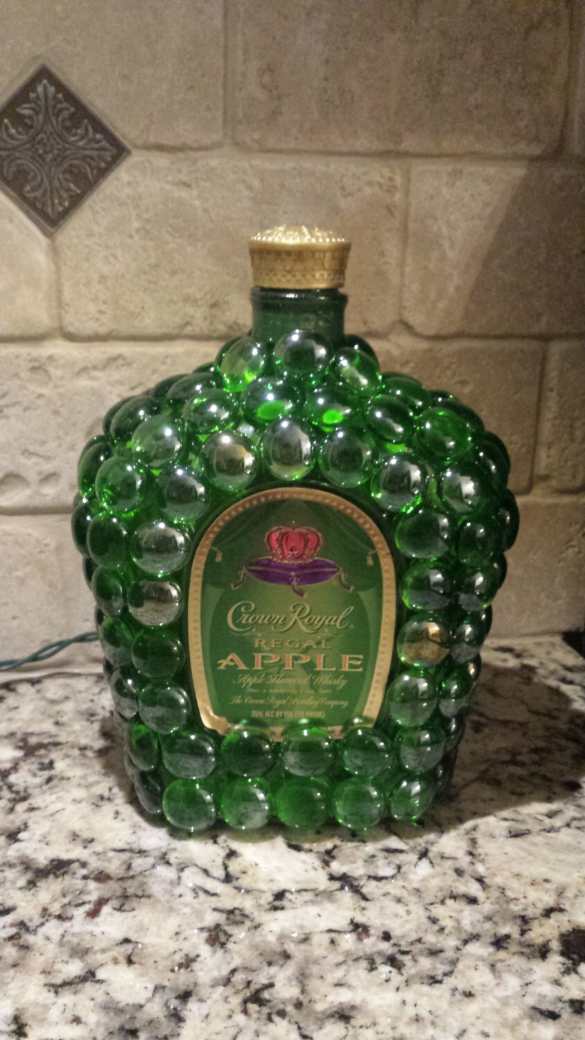 Green Apple Crown Royal Bottle Light painted inside by AlwyzLit