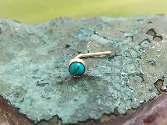 GOLD STUD turquoise stone nose stud 14 k gold filled nose screw body jewelry nose stud gold studs