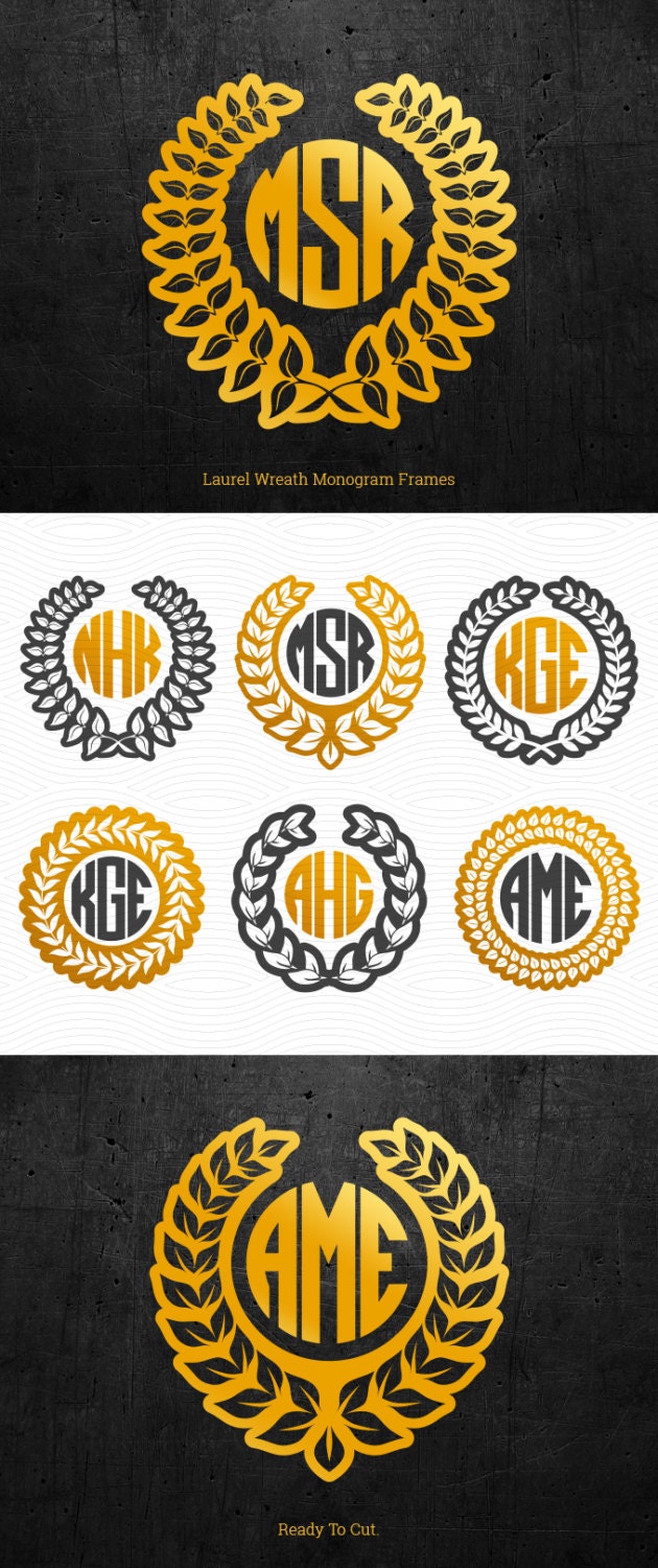 Download Laurel Wreath Circle Monogram Frames SVG EPS DXF Studio3