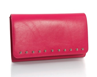 Punk Diva Pink Leather Clutch Bag