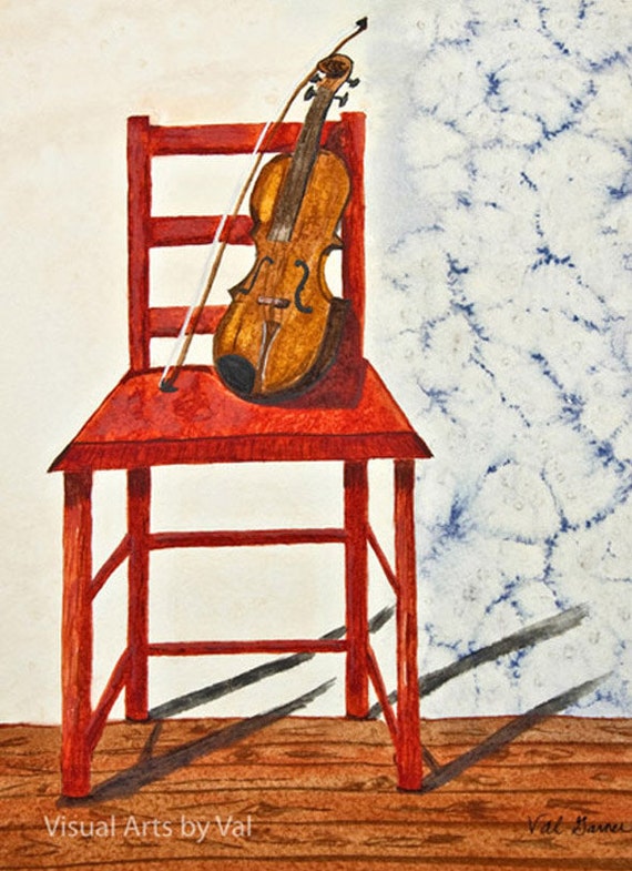 Watercolor Painting 'A Violin in Repose' Giclee Professionally Printed on Watercolor Paper