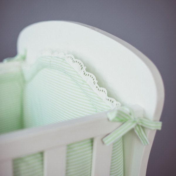 Cradle bedding set Green White Newborn bedding by CotandCot