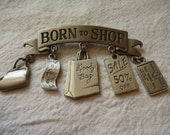 JJ Jonette Co. Signed Vintage Pewter " Born To Shop" Brooch Free Shipping JJ Jonette Co. Signed Vintage Pewter " Born To Shop" Brooch Free Shipping