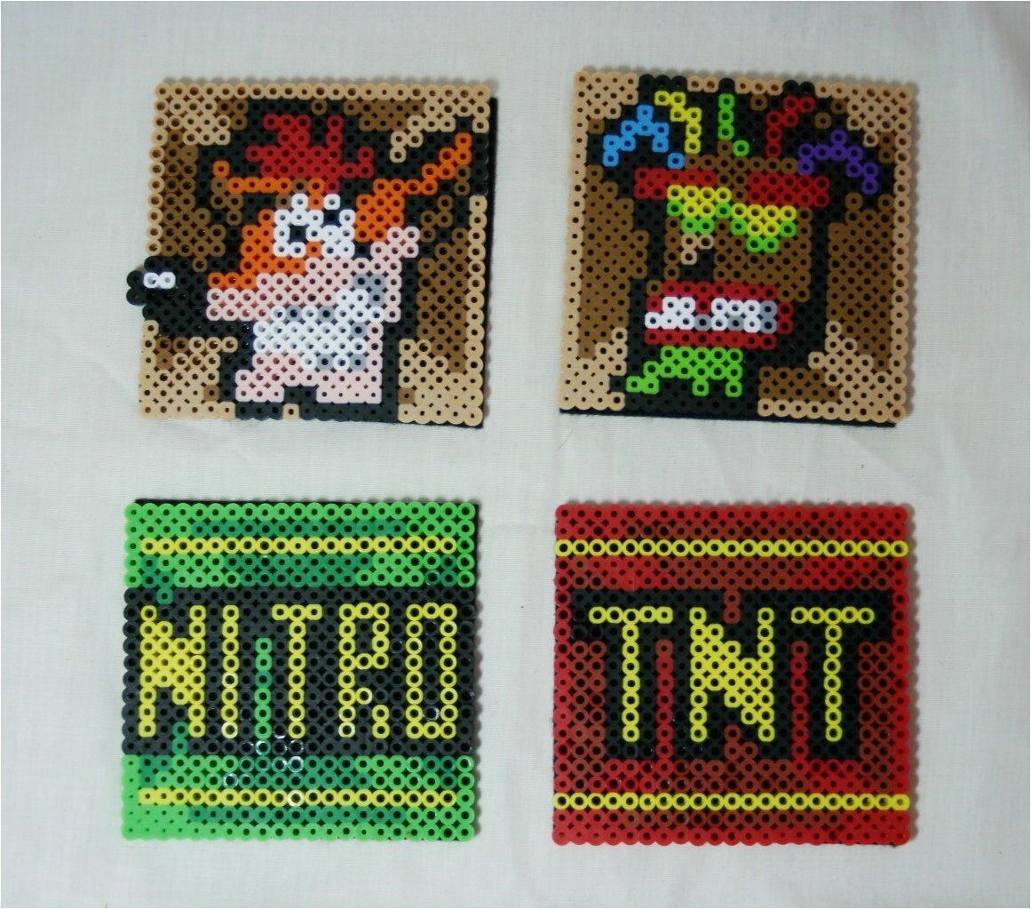 Crash Bandicoot Perler Coasters Set of 4