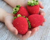 Crochet Strawberry (1pc) - Play Food - Teething Toy