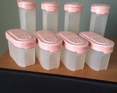 Pink Tupperware Spice Containers with One Rack