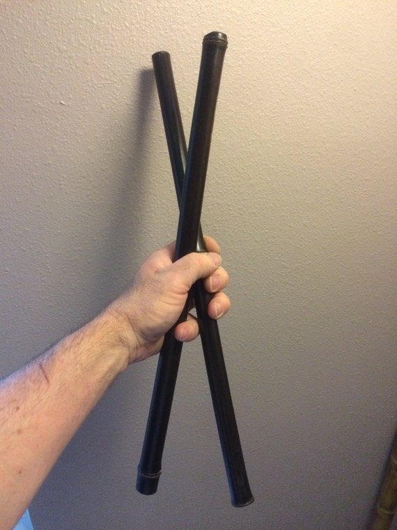 18 Escrima Sticks One Pair BLACK Bamboo Fire by BambooBoStaffs