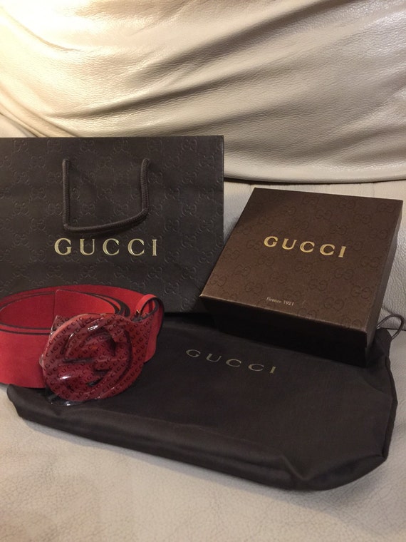 Vintage Authentic Gucci Belt Red Suede Rare by LuxuryGoods4All