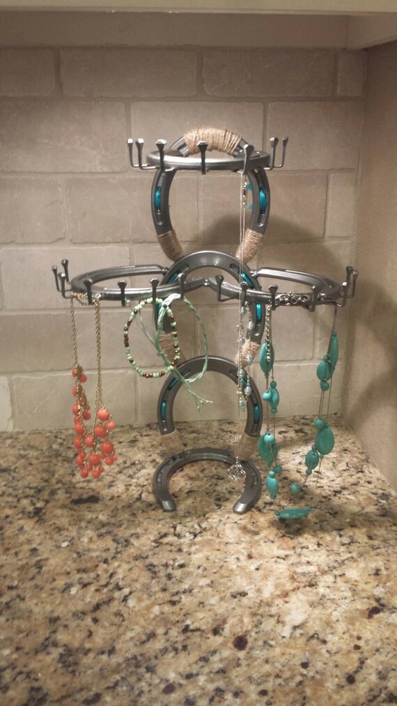 Horseshoe Jewelry Tower by Turnerrusticcrafts on Etsy