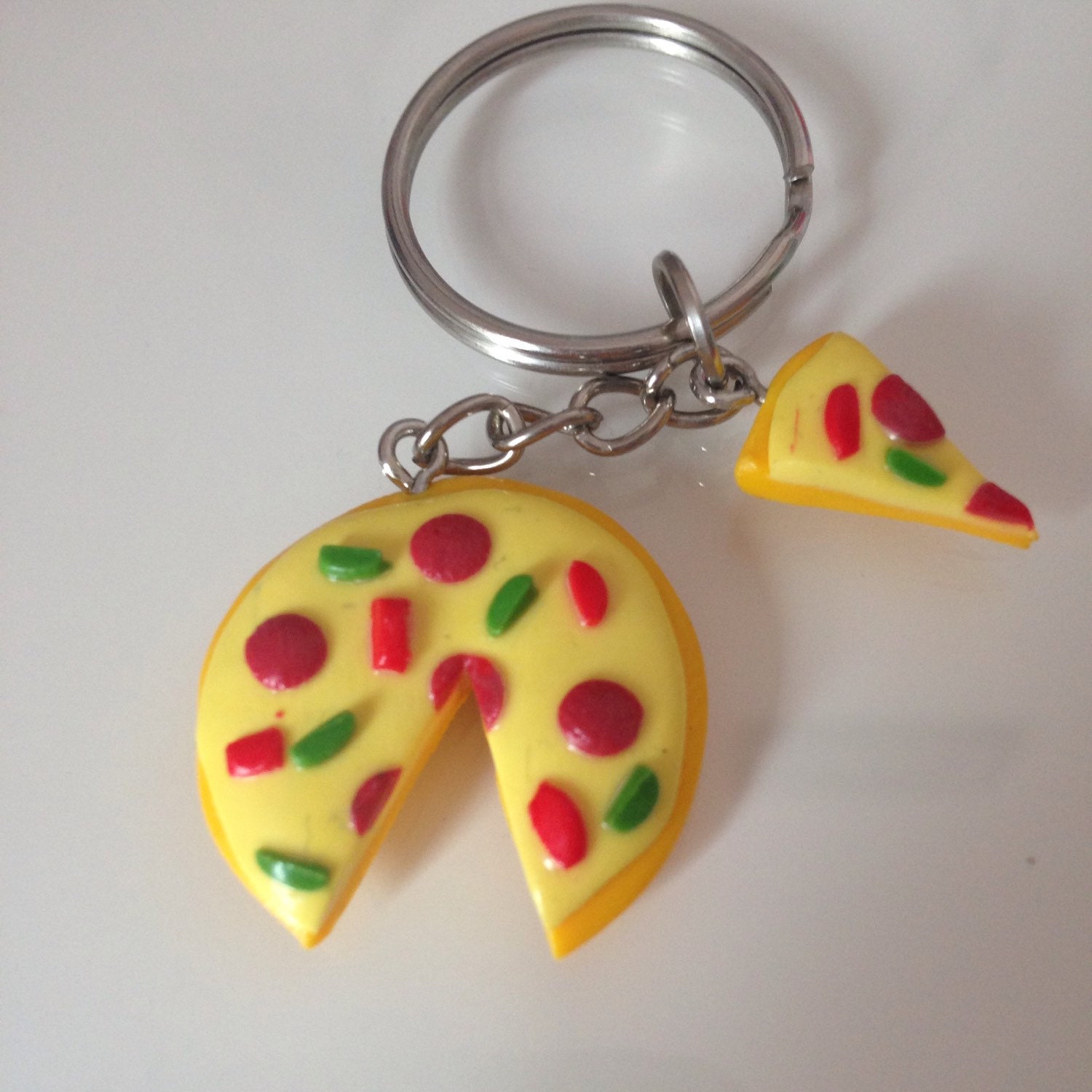 Pizza Keyring Keychain Bag Charm pizza by MelissaFrances13 on Etsy