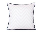 Powder pink chevron pillow cover, Zig zag decorative throw, Chic geometric cushion, Navy piping, Kids room decor, Cotton pillow case, 18x18