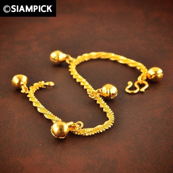 24k Thai Baht Yellow Gold Plated Brass Bangle Rope by siampick