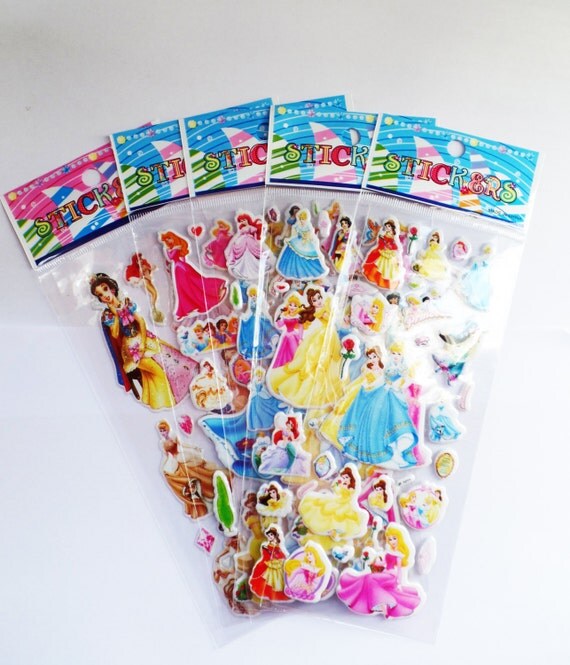 Disney Princess puffy Stickers 5 packs cute page by SpindelCrafts