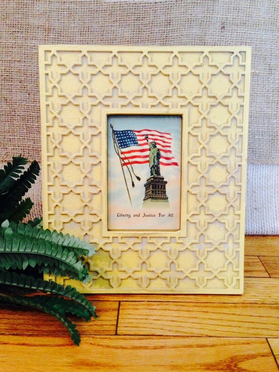 AMERICAN FLAG Vintage Framed Postcard
