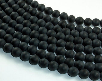 Matte Black Onyx Beads, Round, 8mm, 15.5 Inch, Full strand, Approx 50 beads, Hole 1mm, A quality (140054014)