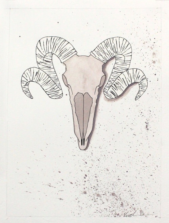 Ram Skull by VivsLeeArt on Etsy