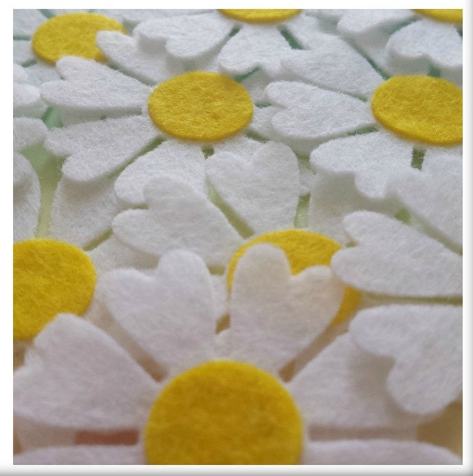 White Daisy Flower Felt Die Cut Daisies Felt Spring Flower
