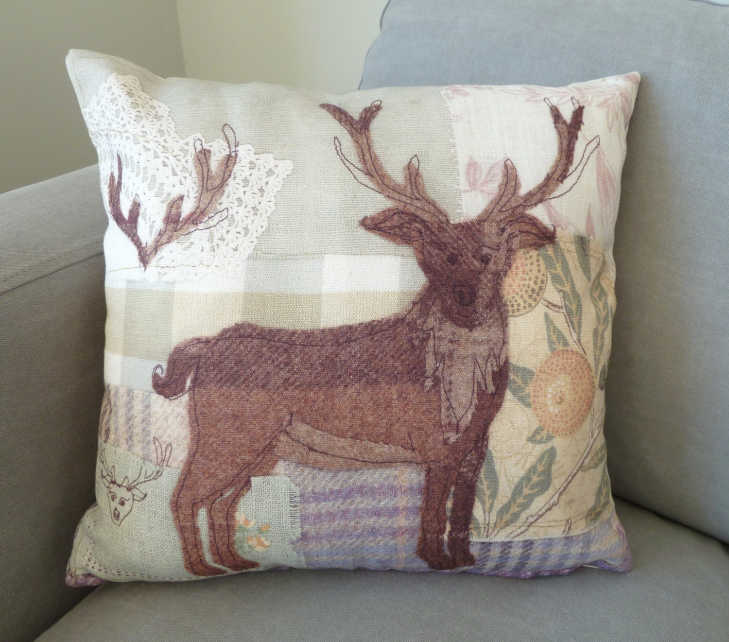 Tweedies Stag Cushion Cover by AbigailMill on Etsy