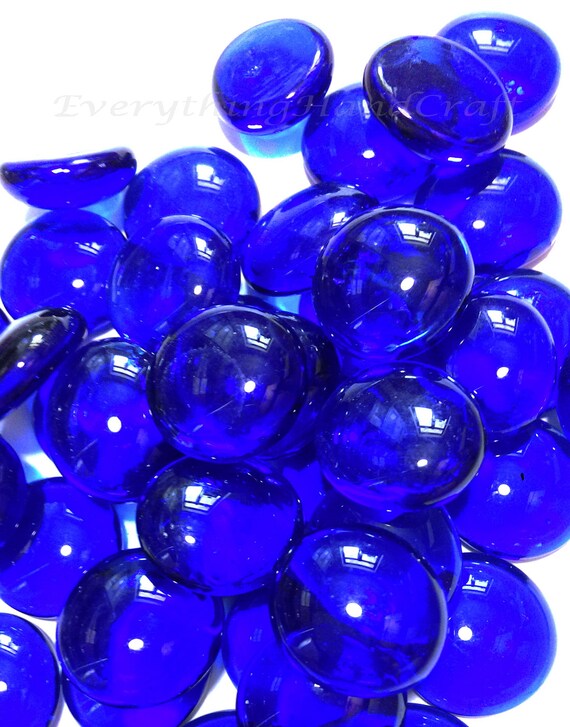 Blue Glass Pebbles / Mosaic Nuggets / Vase by EverythingHandCraft