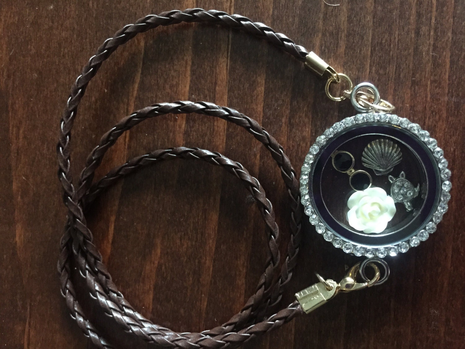 Floating charm locket with 4 charms inside by Missees on Etsy