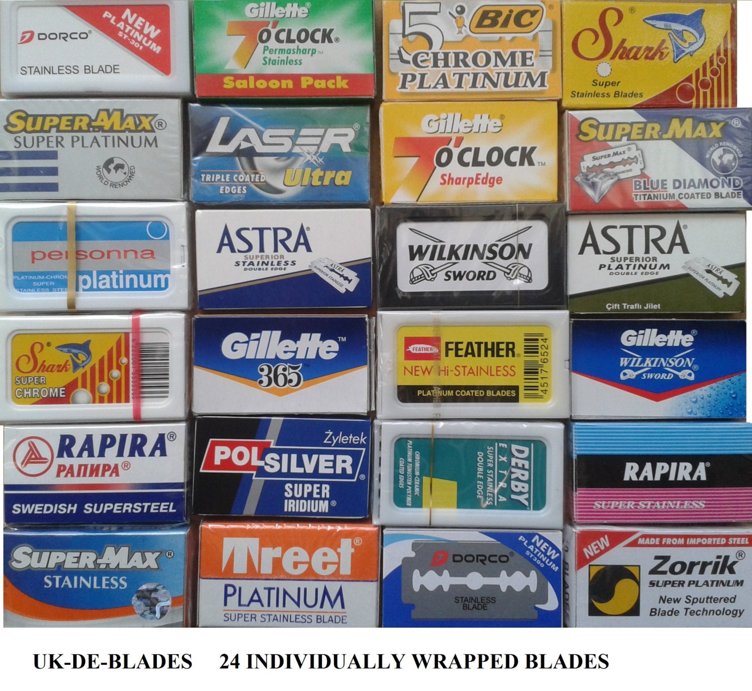 24 Double Edge Razor Blades Sample Pack UK DE BLADES