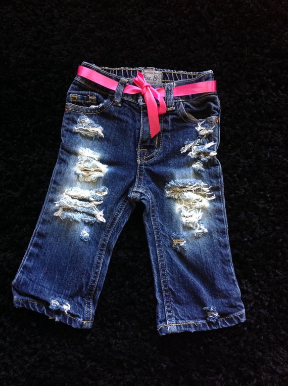 Baby girl jeans by DestroyedBySnow on Etsy