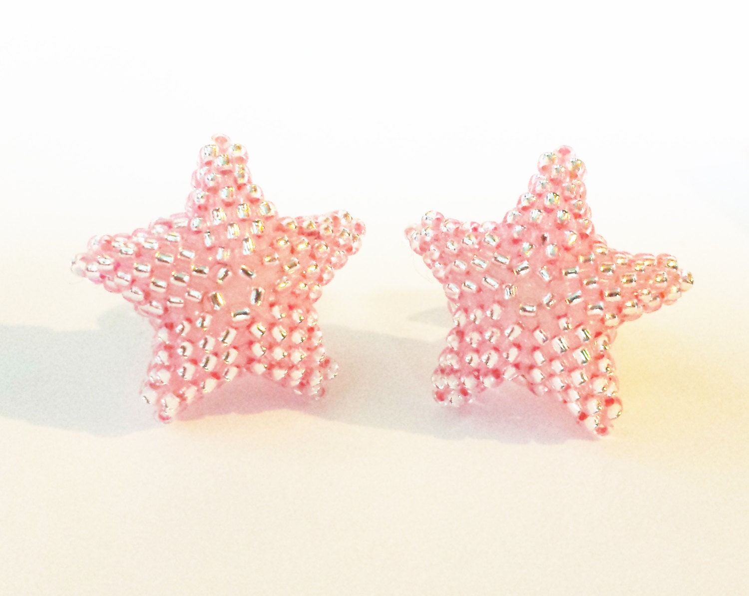 Pink Star Stud Beaded Earrings