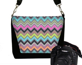 Chevron Camera Bag Deluxe DSLR Camera Bag Purse Womens Slr Camera Bag Case Pink Orange Blue Green RTS