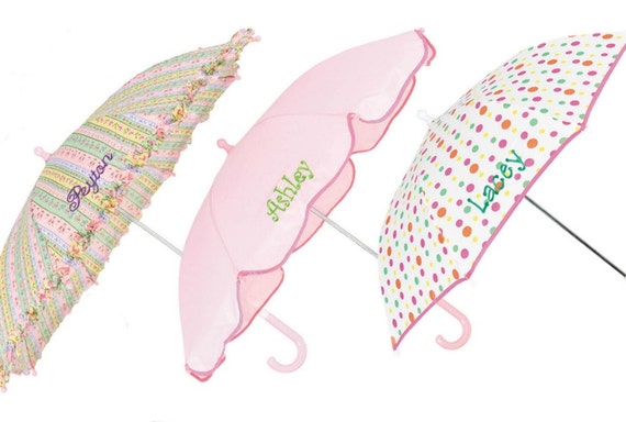 Girls Personalized Umbrella | Little Girls Umbrellas | Monogrammed Pink Umbrella | Polka Dot Umbrella for Girls | Flower Girl Umbre
