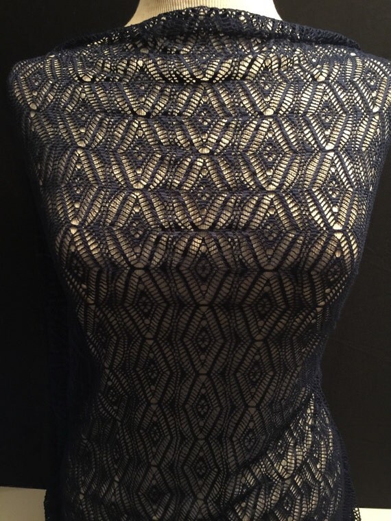 Crochet Design Fabric 1 Yard Rich Navy Blue by FABULACE on Etsy