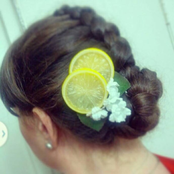 Lemon Blosson Fascinator Lemon Slices Hair Clip Fruit by LilaJo