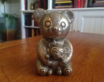 silver teddy bear piggy bank